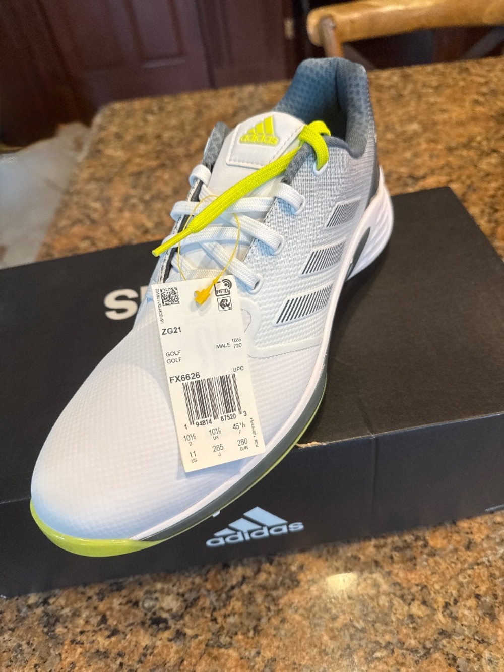 Adidas ZG21 Men's Golf Shoes White/Gray Neon Yellow Size 11 NEW IN BOX